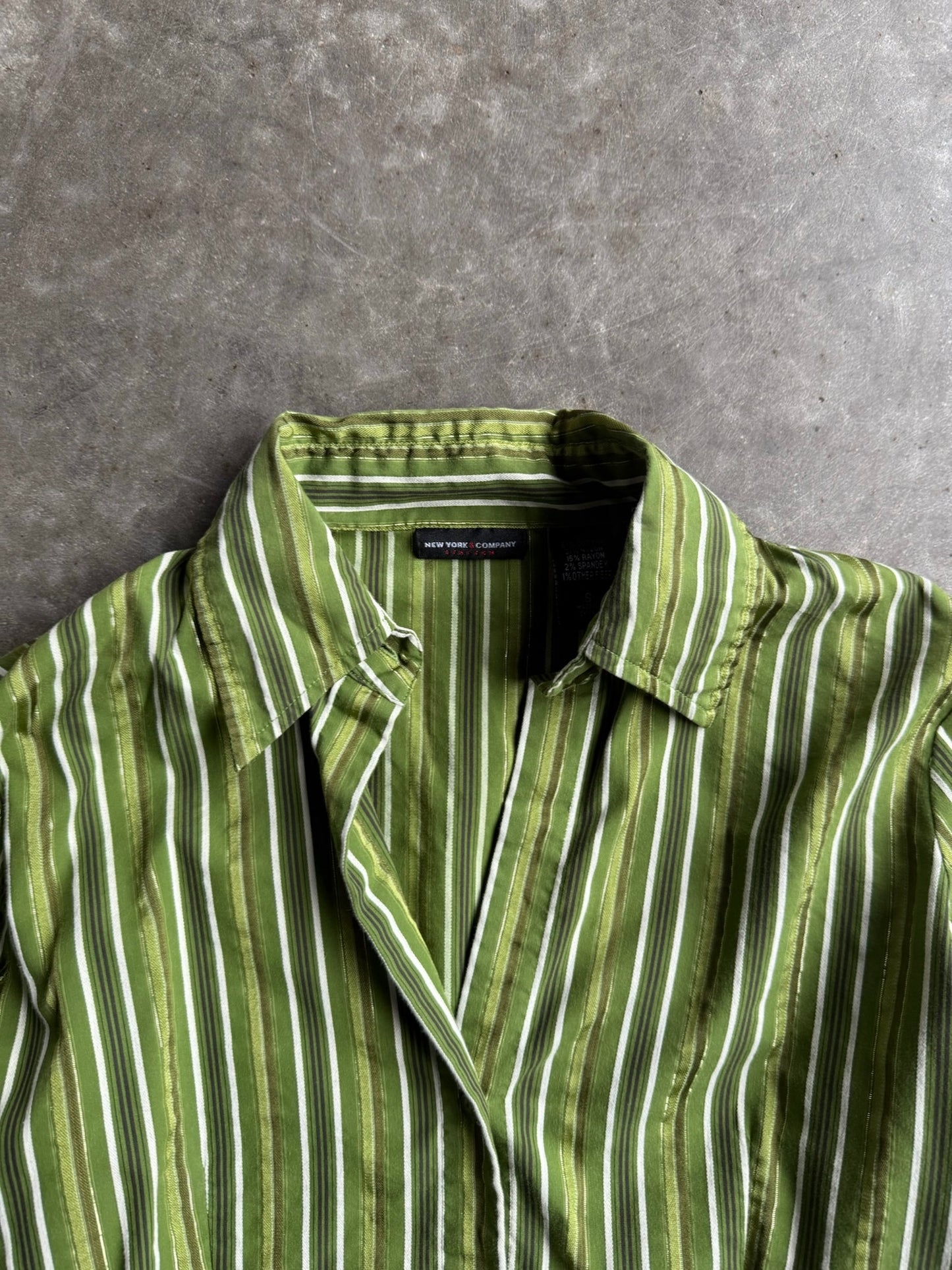 Green Stripe New York Company Button-Up Shirt - S