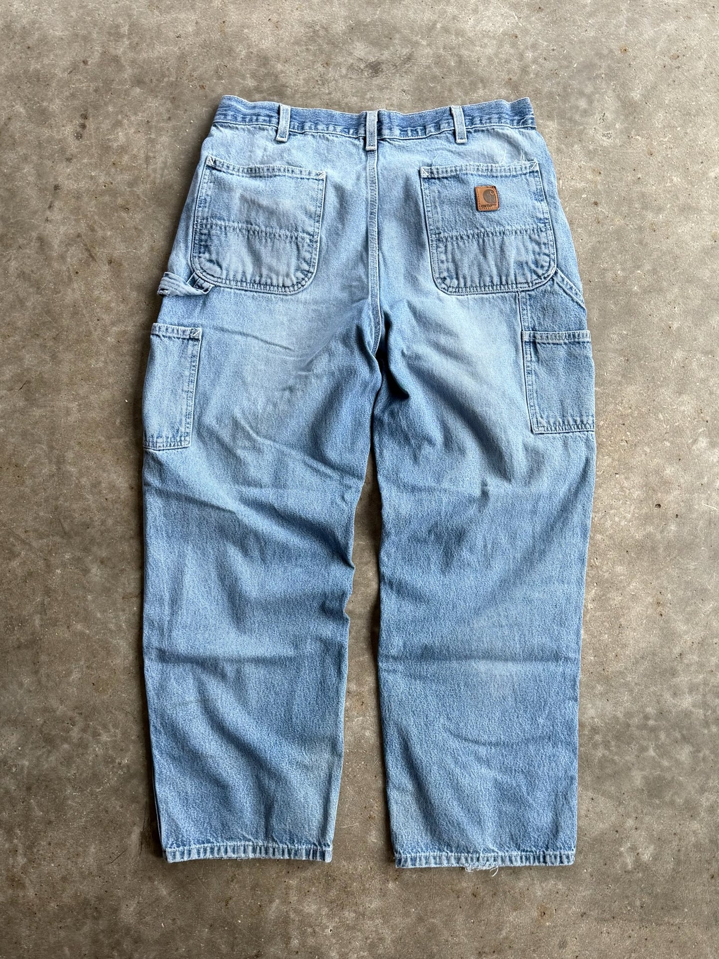 Vintage Light Wash Carhartt Denim Carpenter Pants - 32