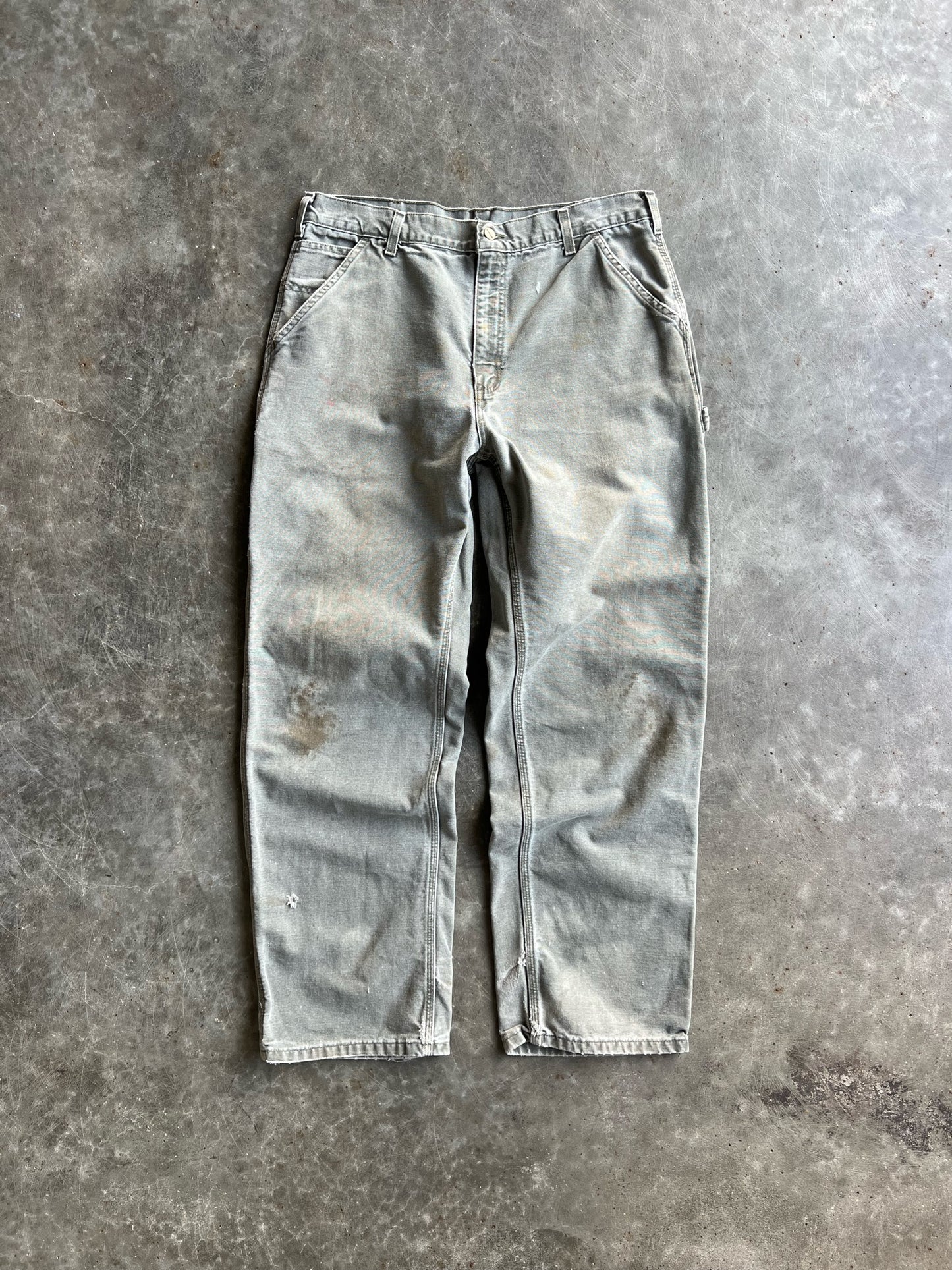 Vintage Faded Green Carhartt Carpenter Pants - 36