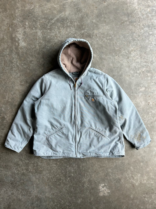 Dusty Blue Fleece Lined Hooded Carhartt Jacket - XXL