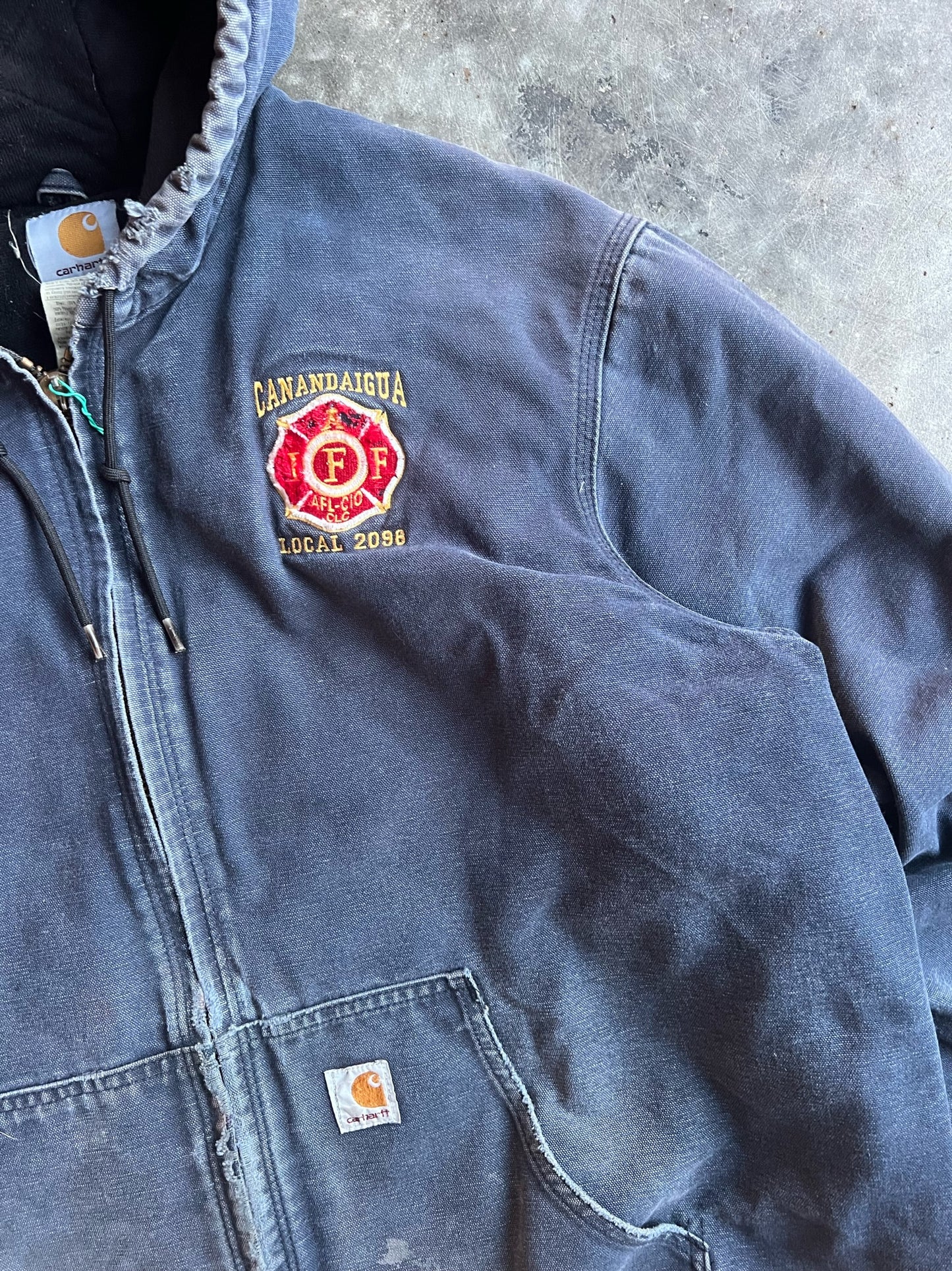 Vintage Navy Embroidered Carhartt Jacket - XL