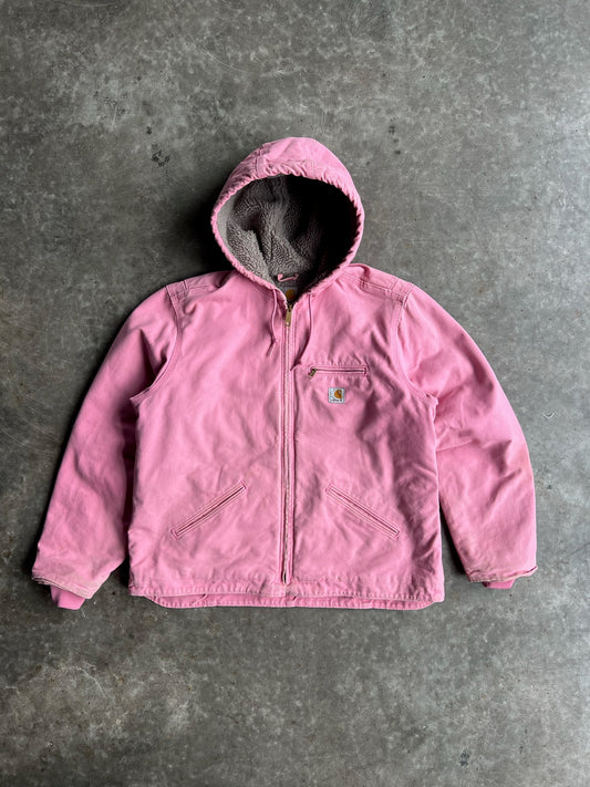 Vintage Baby Pink Hooded Carhartt Jacket - XL