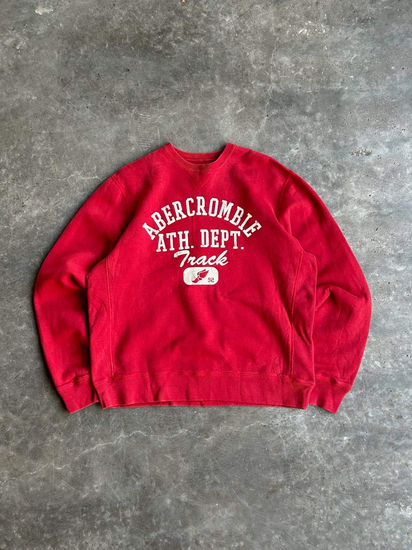 Vintage Red Abercrombie Ath. Dept. Track Crew - L