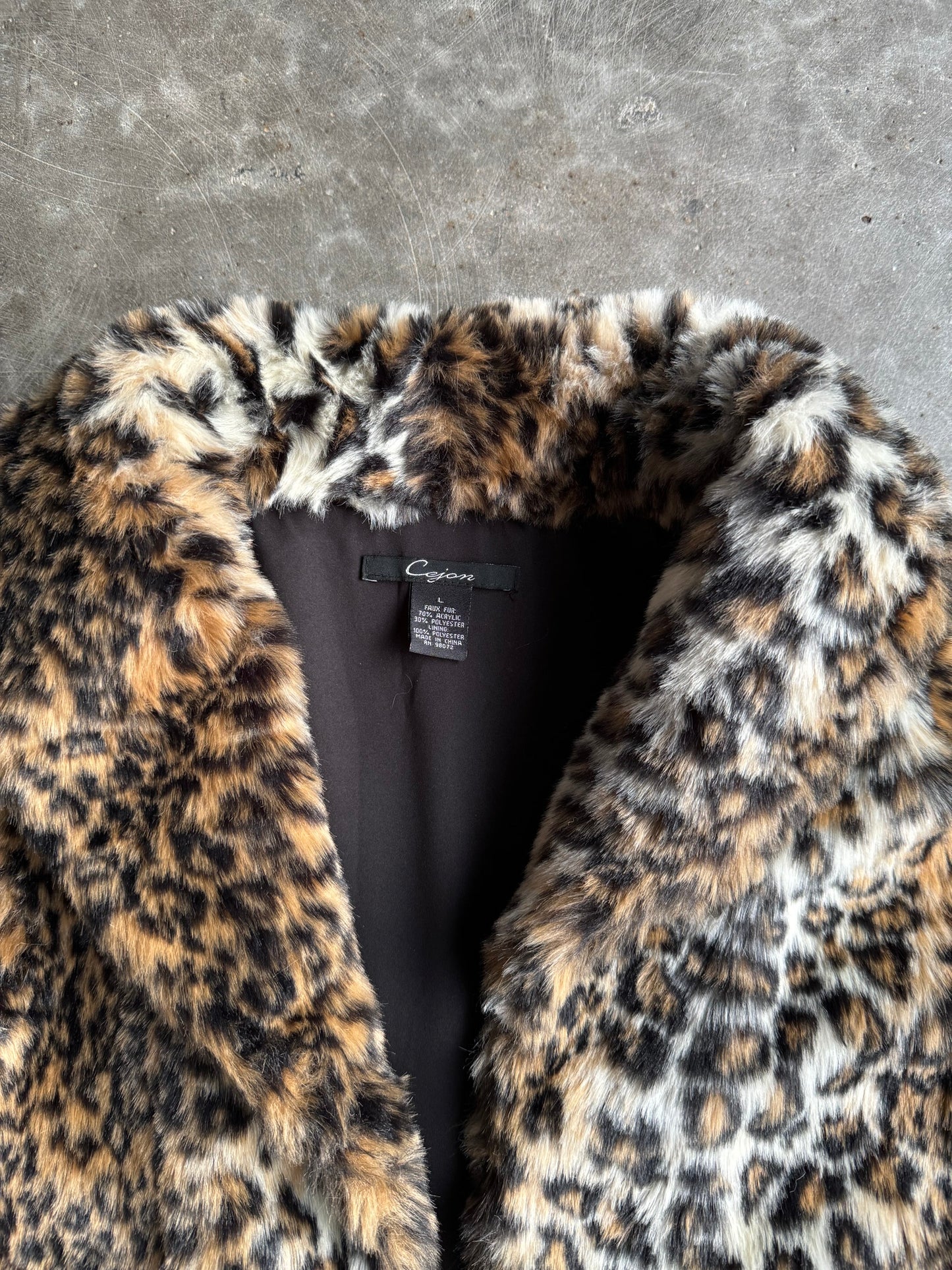 Vintage Cheetah Print Fur Vest - L