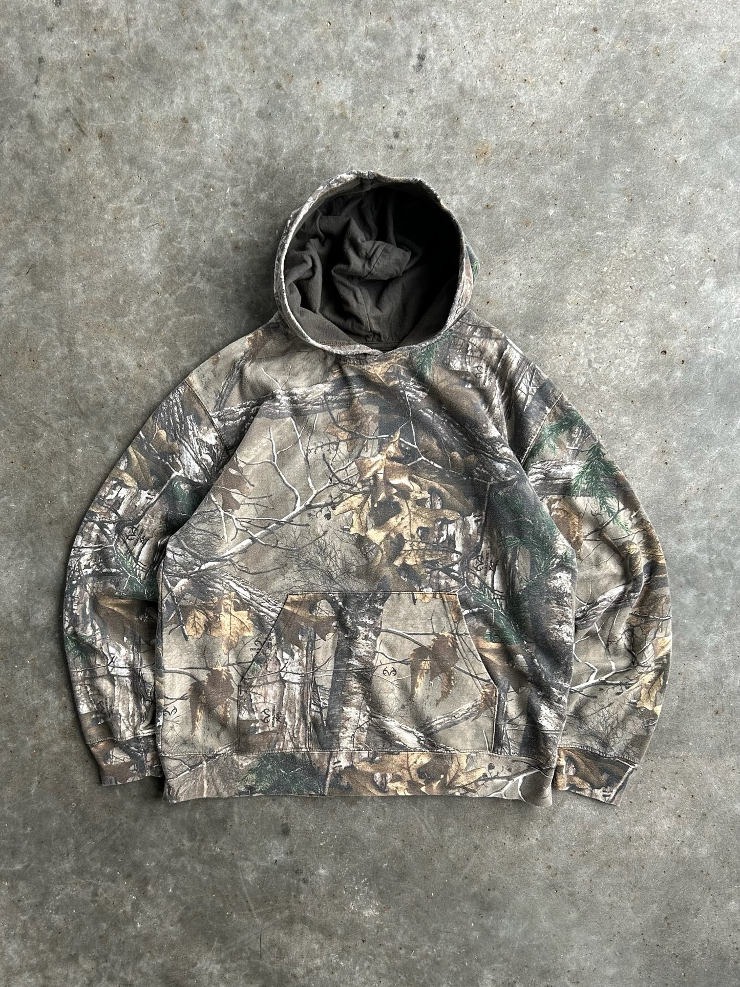 Vintage Faded Camo Realtree Hoodie - L