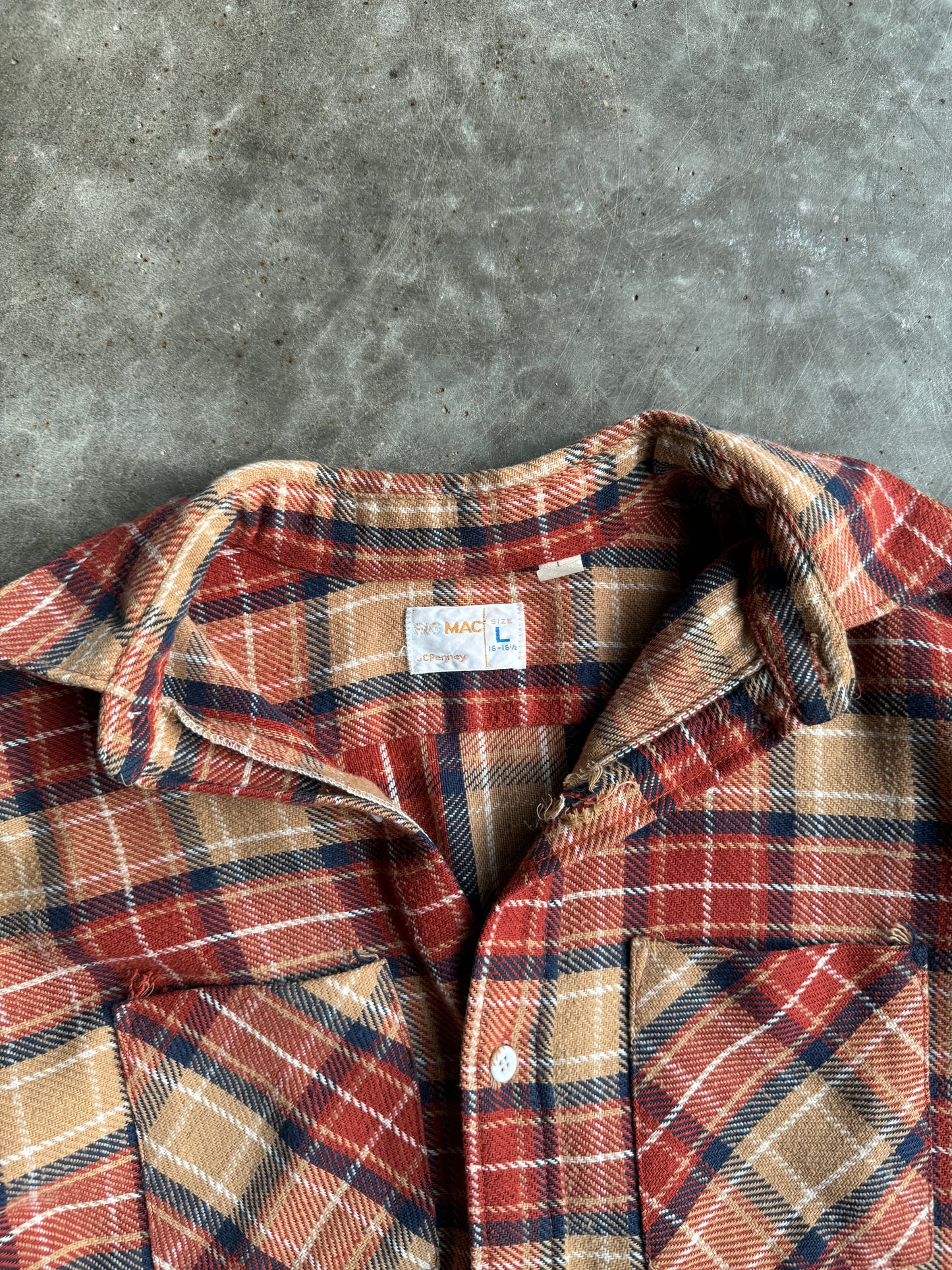 Vintage JC Penny Orange Flannel - L