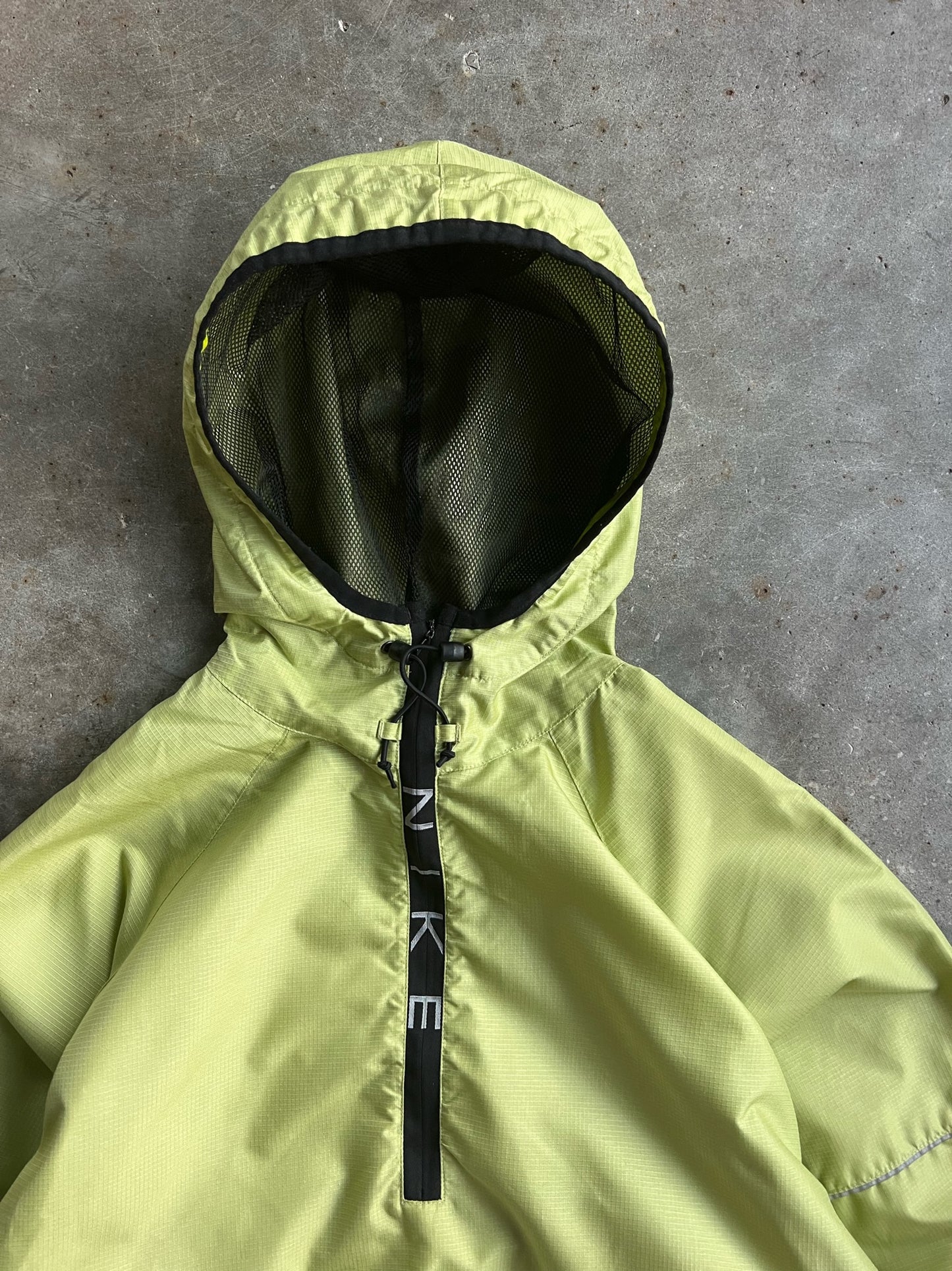 Vintage Lime Green Hooded Nike Quarter Zip - L