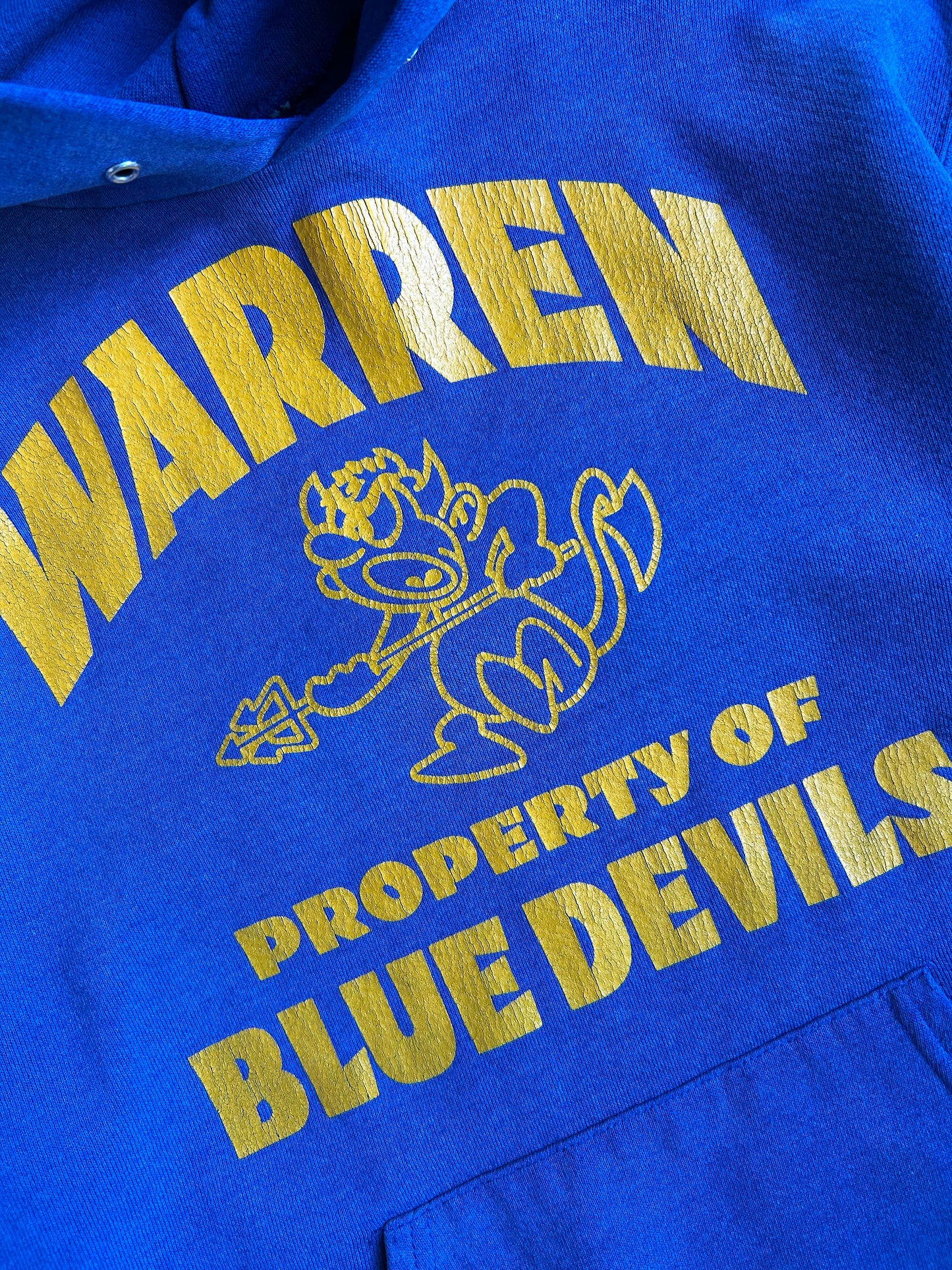 Vintage Royal Blue/Yellow Warren Blue Devils Hoodie - M