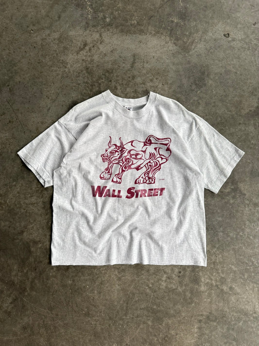 Vintage Single Stitch Wall Street Graphic Cropped Tee - XL