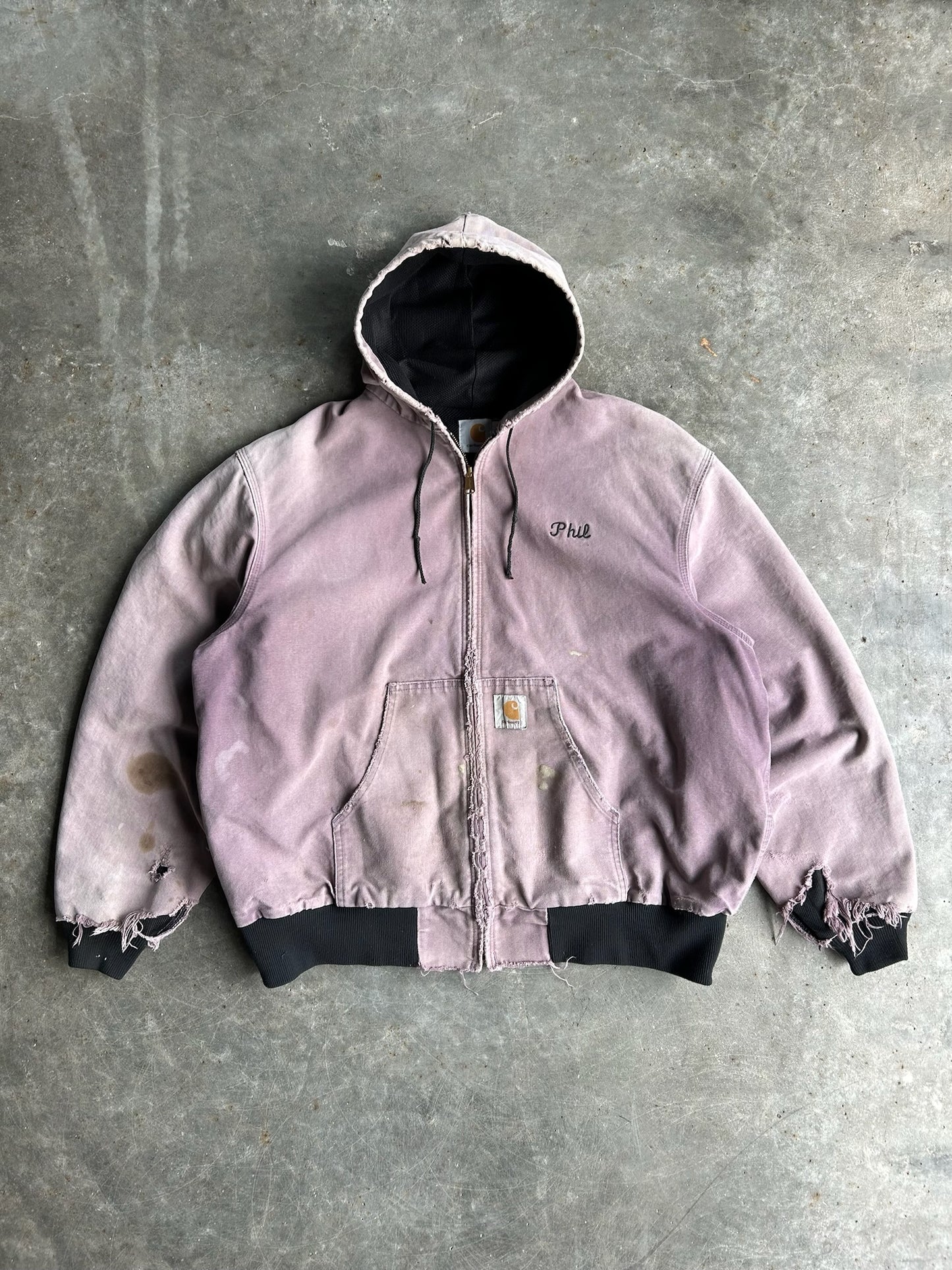 Vintage Faded Purple Hooded Carhartt Jacket - XXL