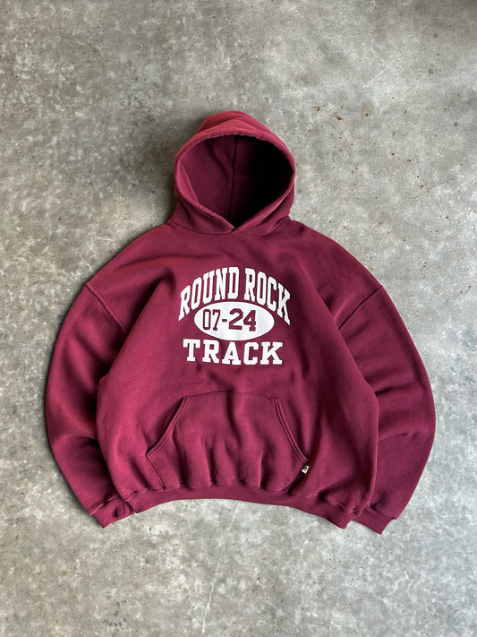 Vintage Burgundy Round Rock Track Russell Hoodie - XXL