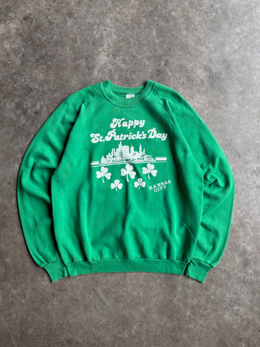 Vintage Green Happy St. Patrick’s Day Kansas City Crew  - XL