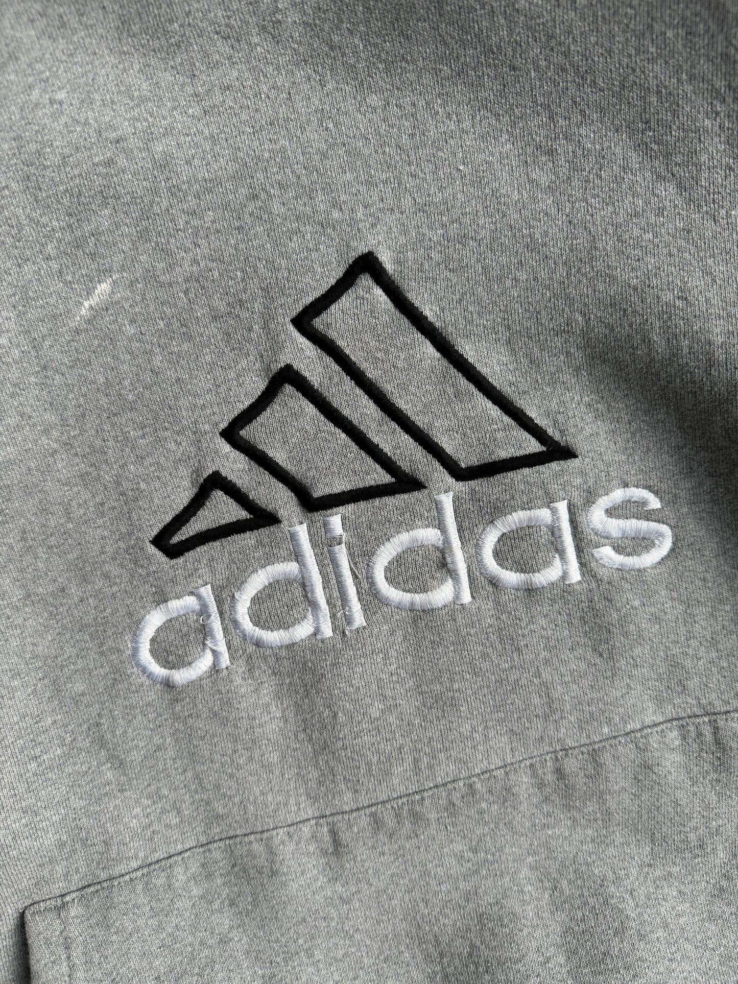 Vintage Light Grey Adidas Hoodie - S