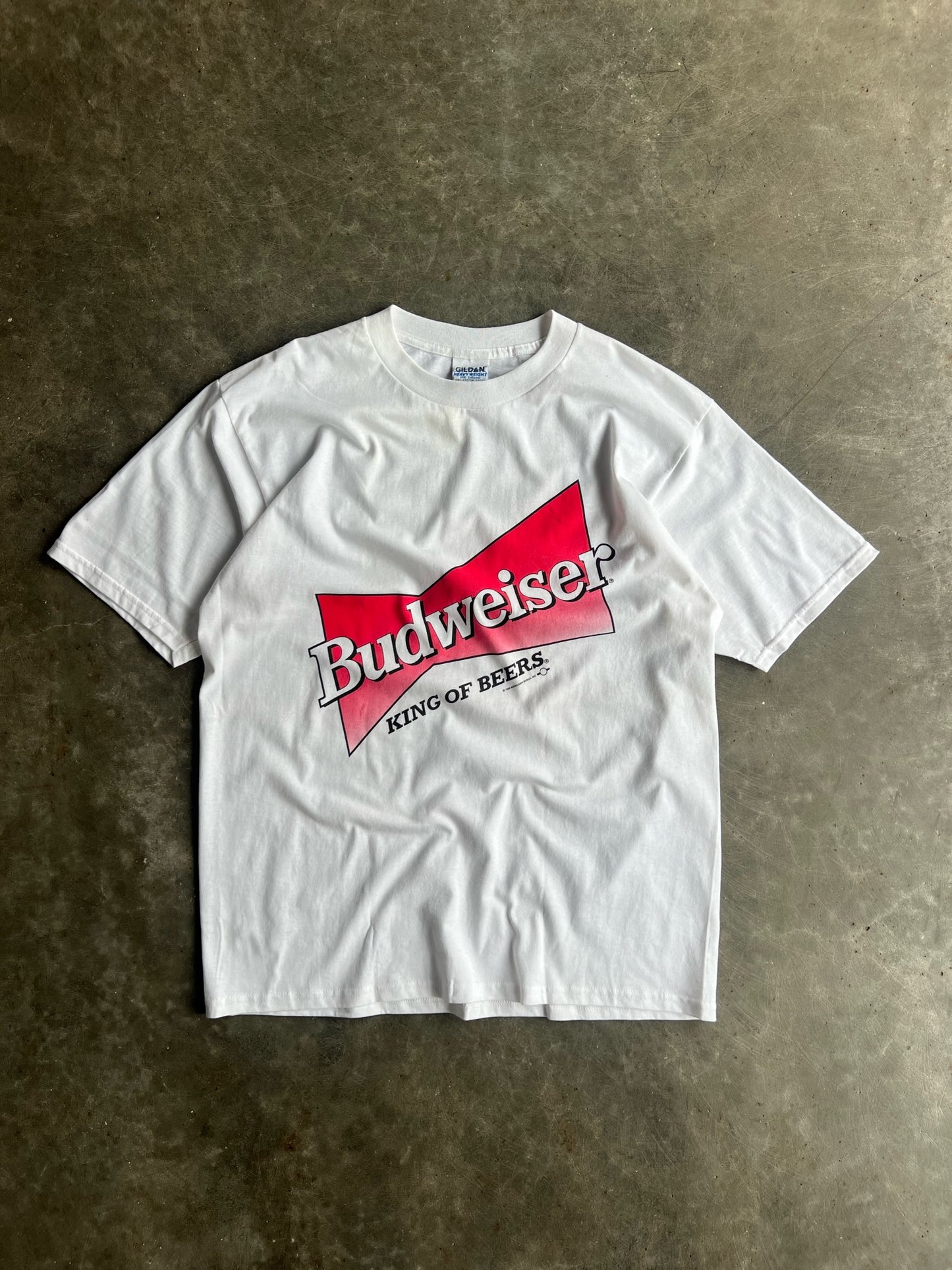 Vintage White Budweiser King Of Beers Shirt - XL