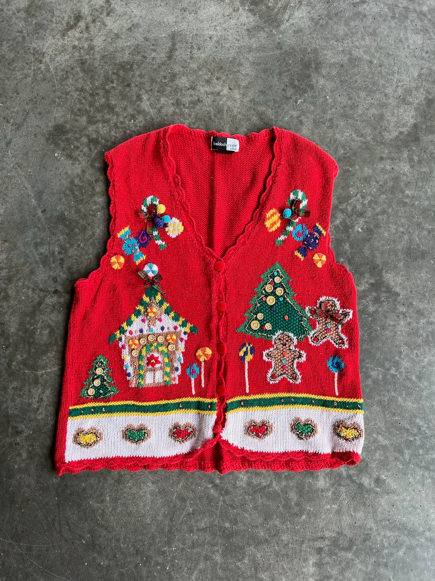 Vintage Christmas Knit Sweater Vest - XL