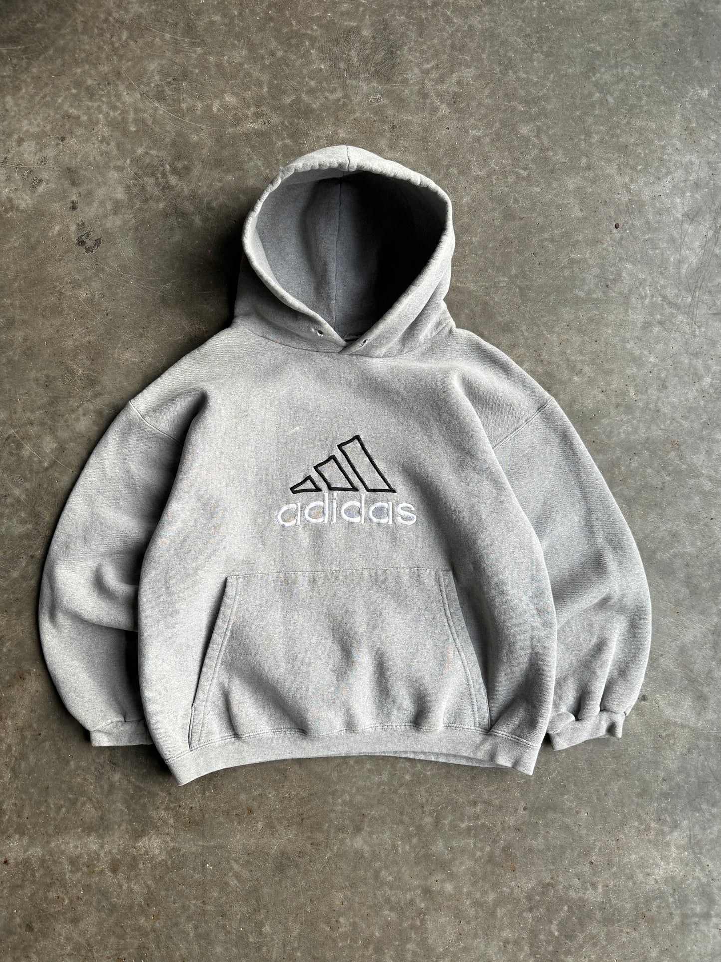 Vintage Light Grey Adidas Hoodie - S