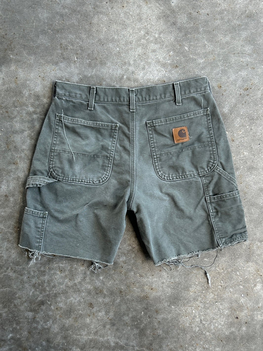 Vintage Green Carhartt Distressed Carpenter Shorts - 31