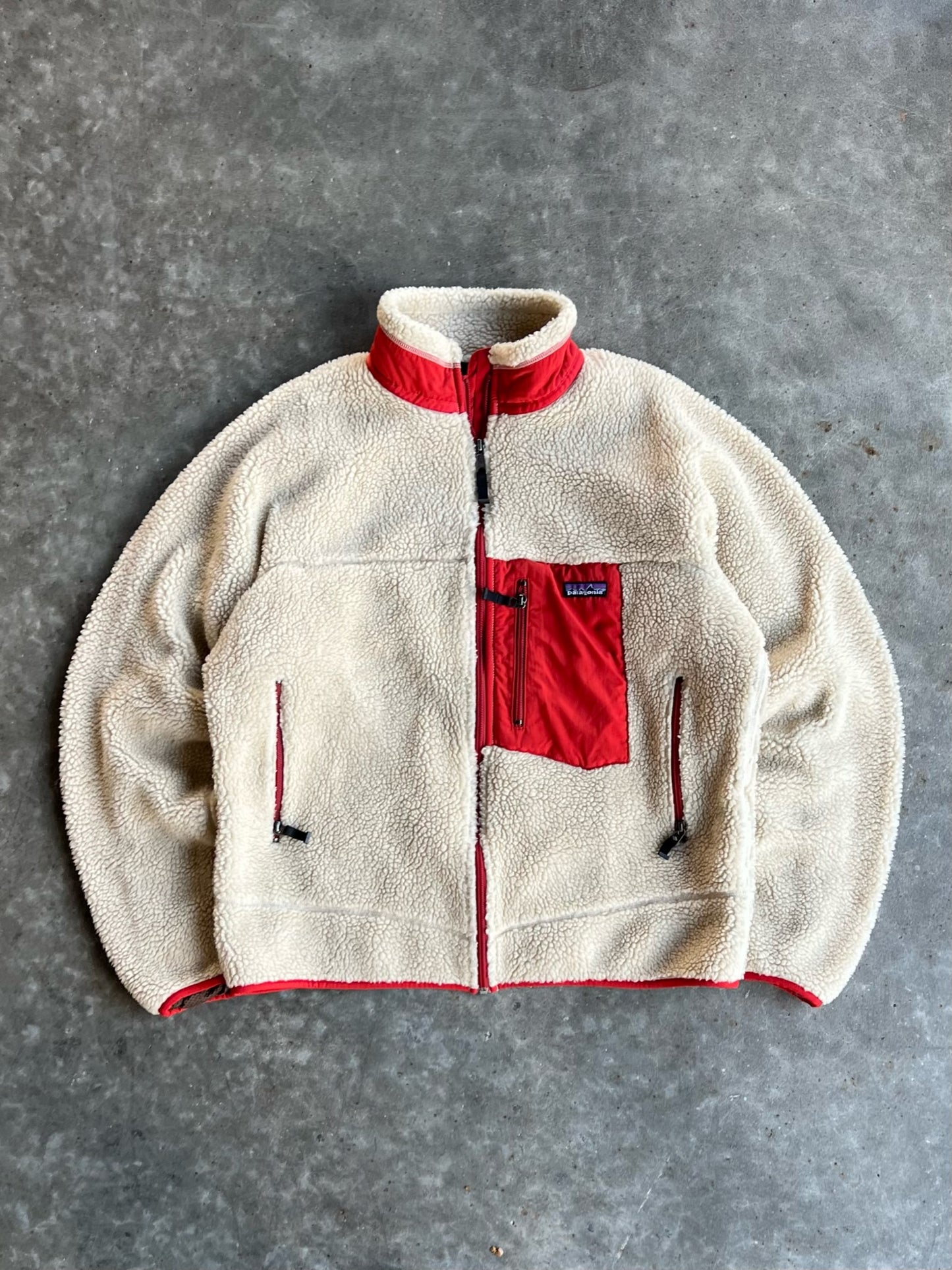 Vintage Cream Fleece Patagonia Zip Up - L