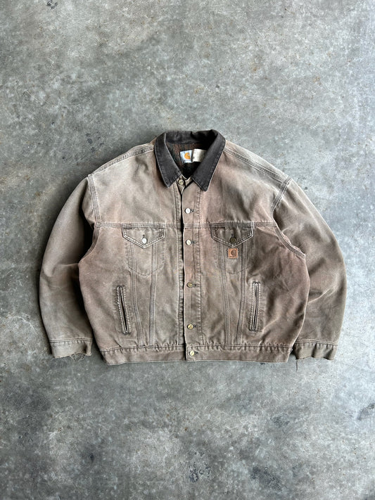 Vintage Faded Brown Trucker Carhartt Jacket - XXL