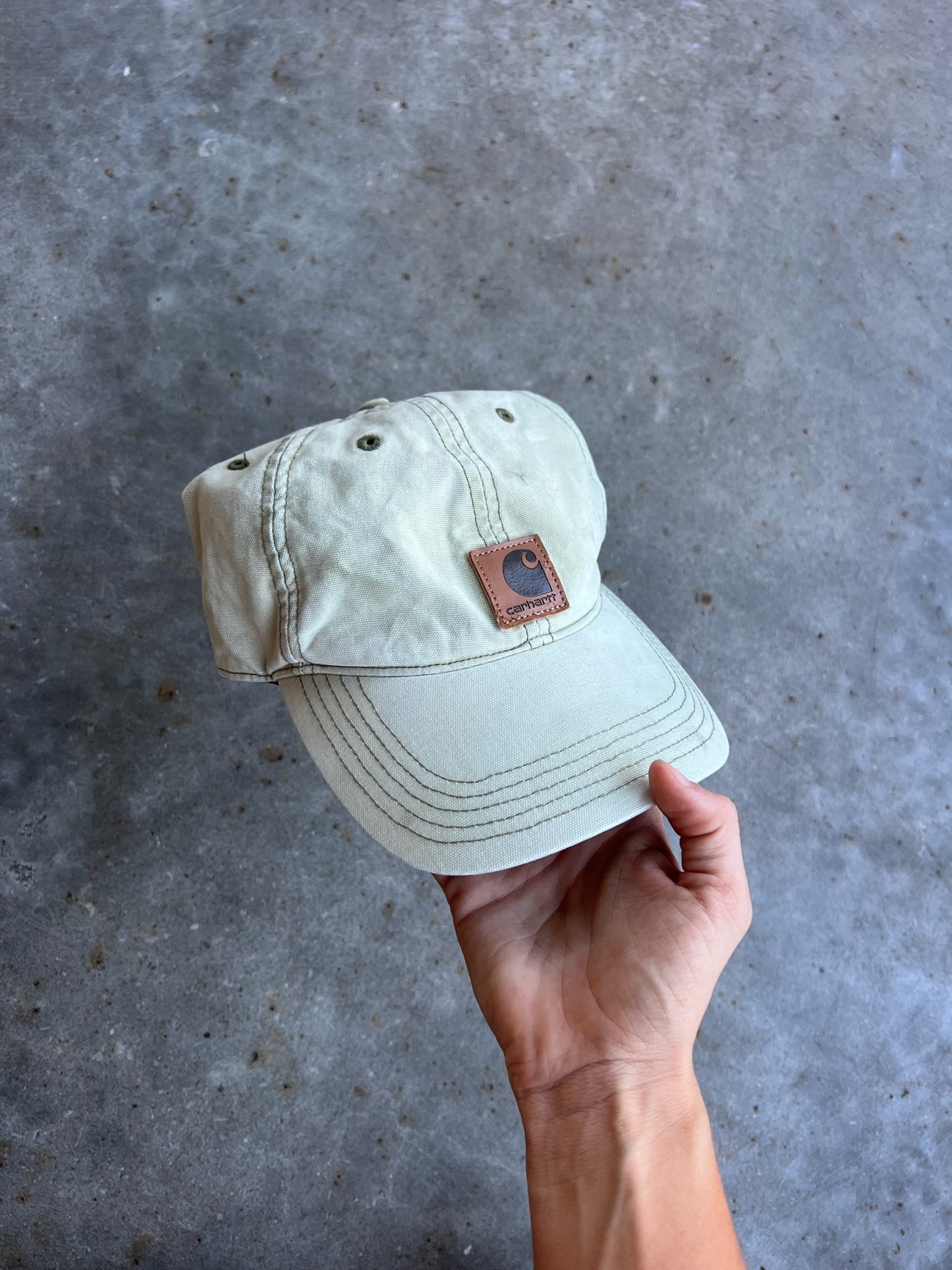 Vintage Pale Yellow Carhartt Velcro Hat