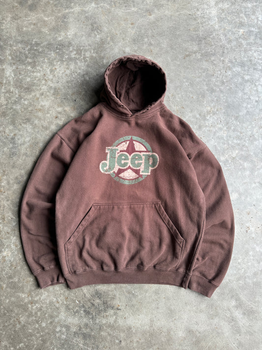 Vintage Brown Jeep Hoodie - M