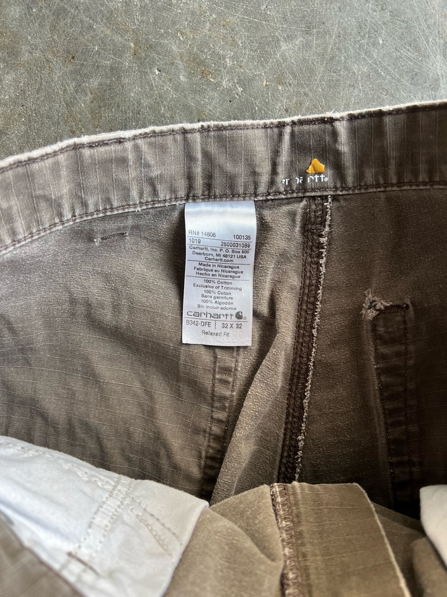 Vintage Faded Brown Distressed Carhartt Double Knee Pants - 33