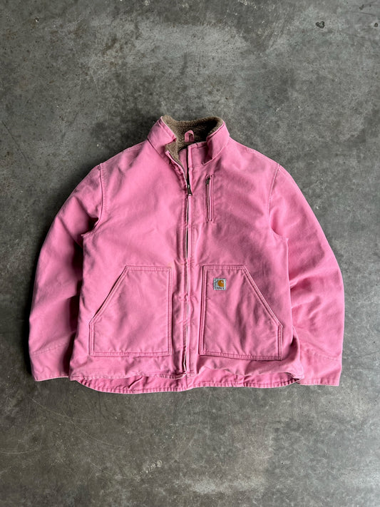 Vintage Baby Pink Fleece Lined Carhartt Jacket - XL