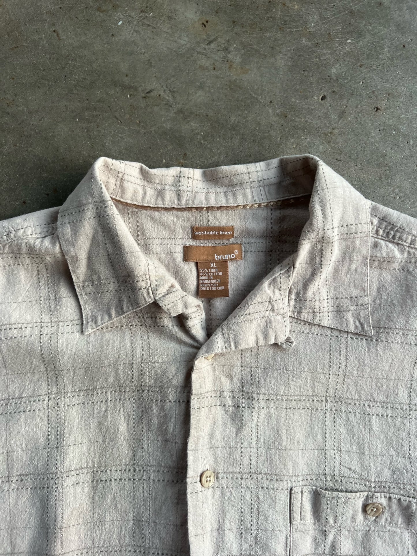 Vintage Bruno Crop Cream Linen Button Up - XL