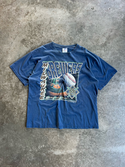 Vintage Navy Milwaukee Brewers Shirt - XL