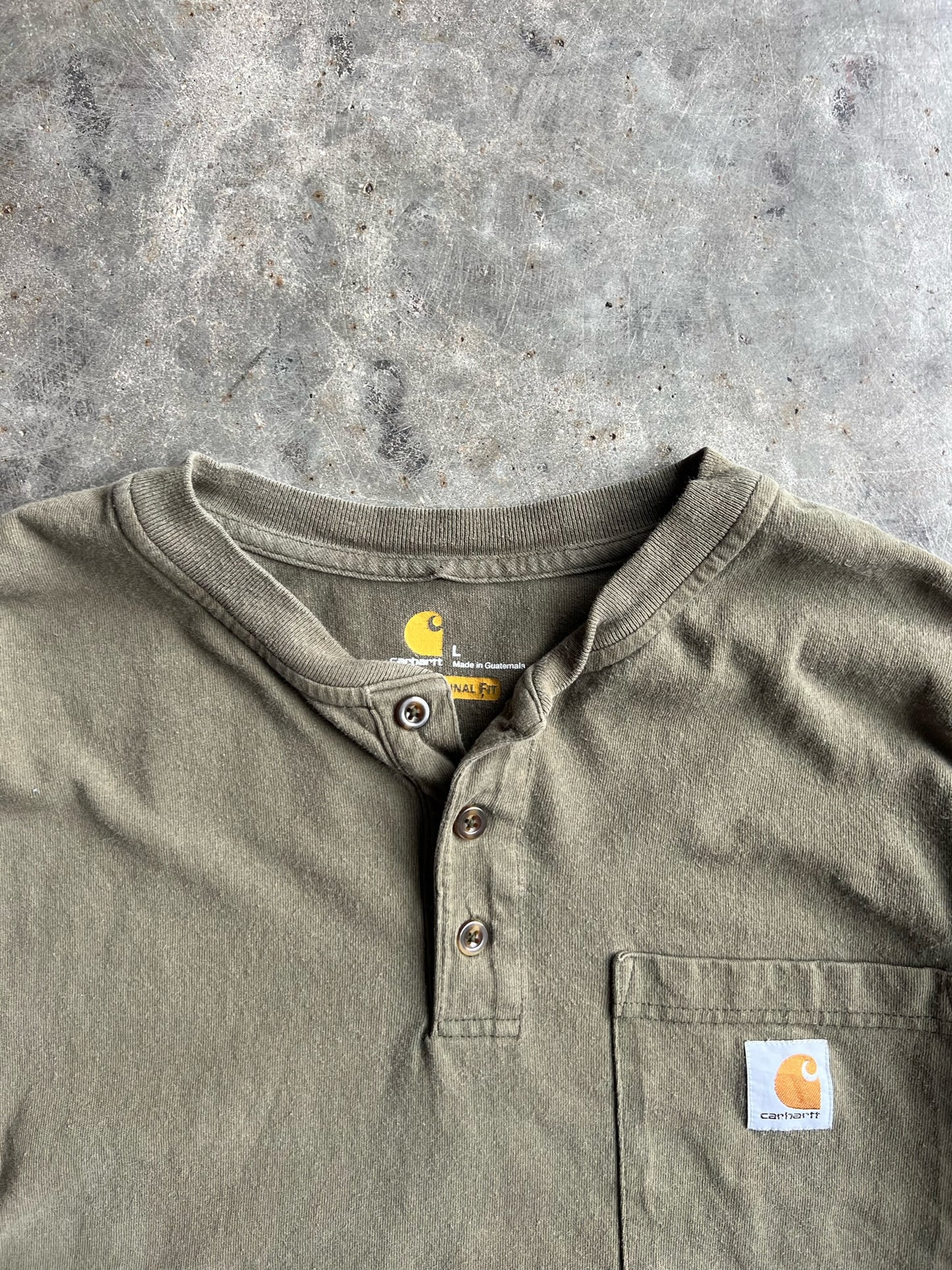 Olive Green Carhartt Long Sleeve Shirt - L