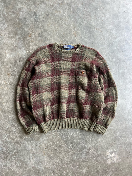 Vintage Ralph Lauren Knit Checkered Sweater - XL