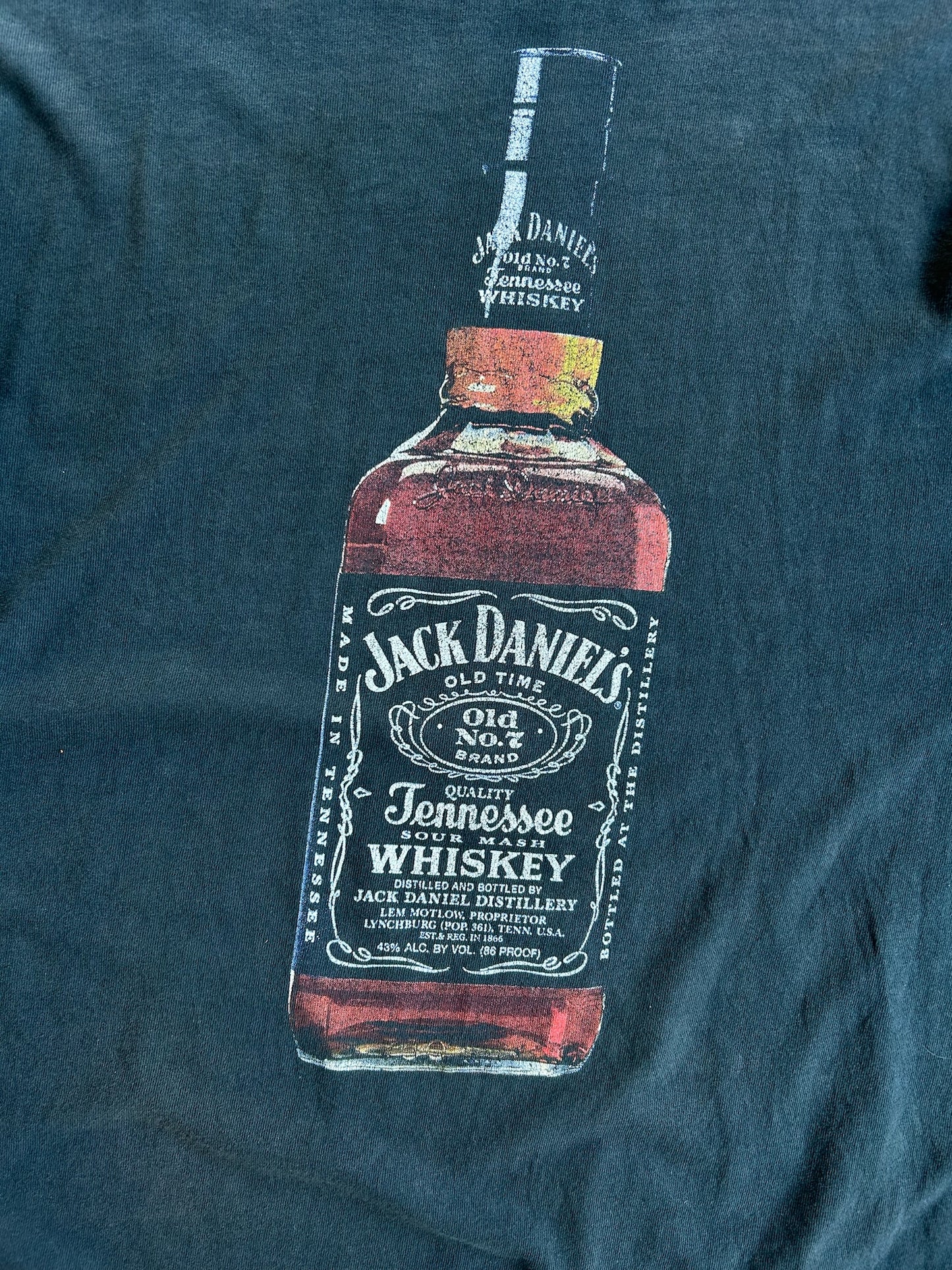 Vintage Faded Black Cropped Jack Daniels Shirt - XL