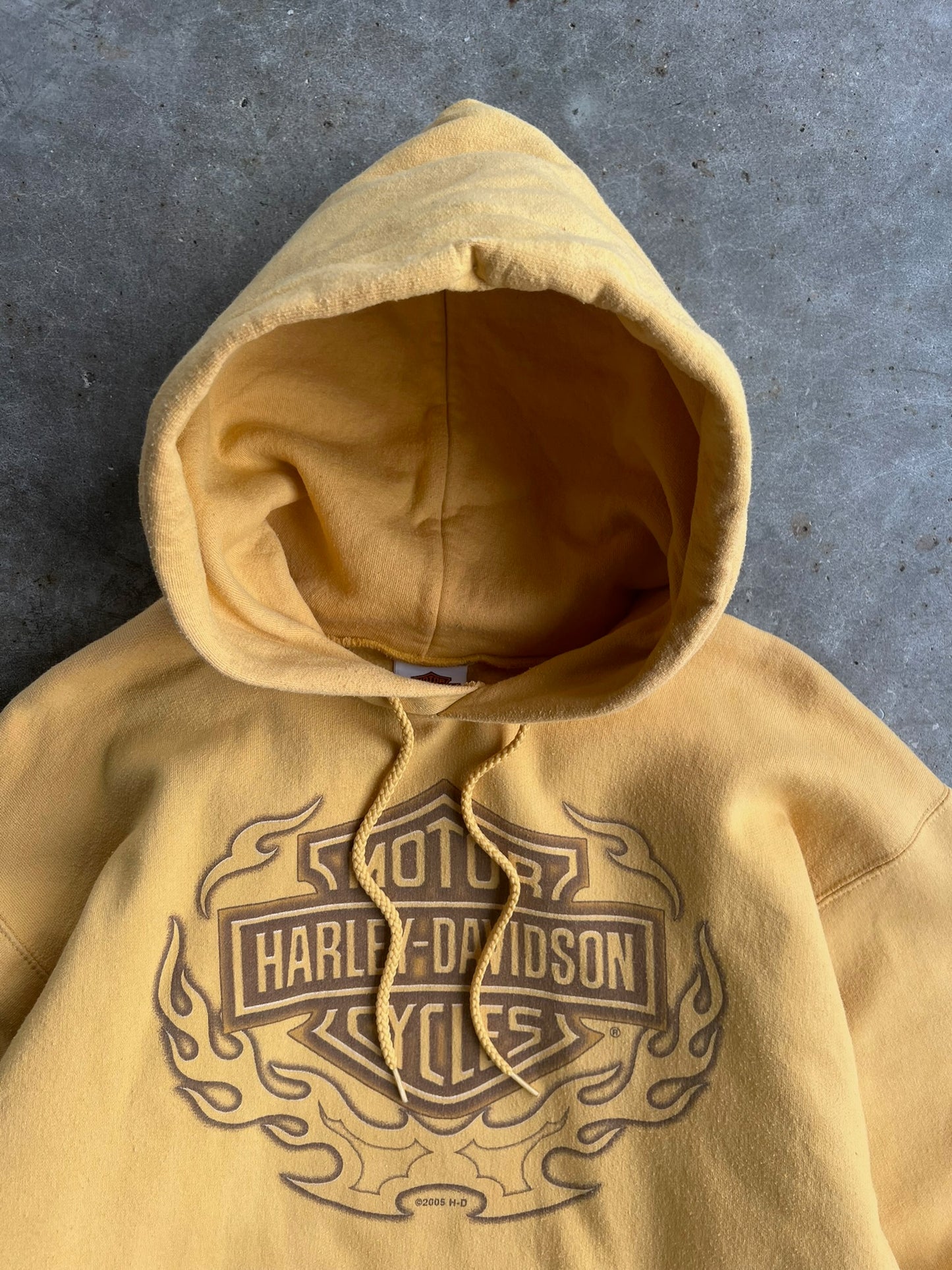 Yellow Faded Harley Davidson Hoodie - M