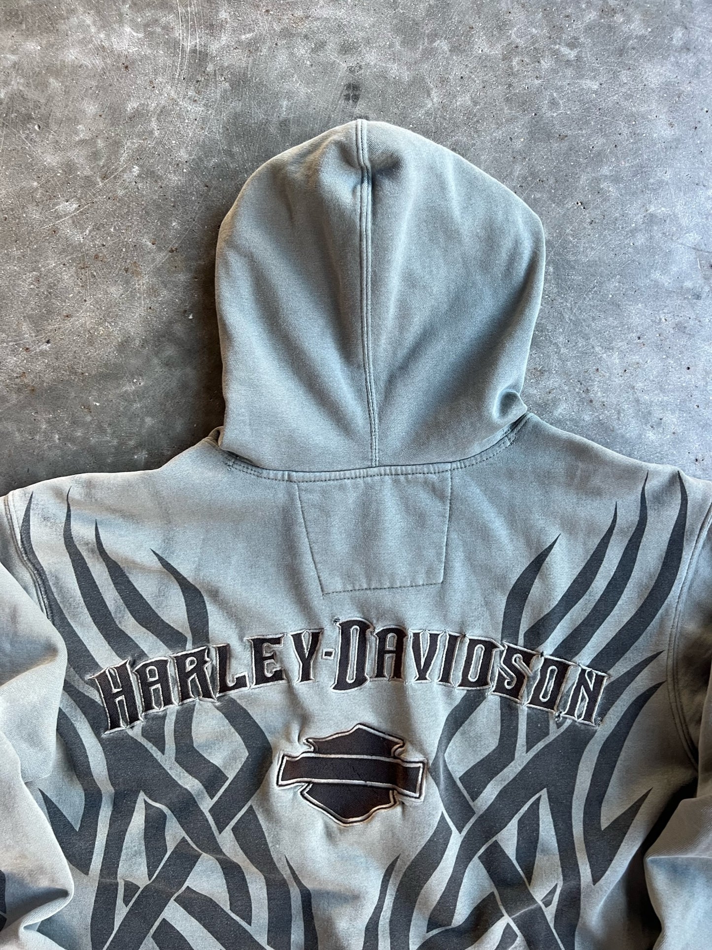 Vintage Sage Green Harley Davidson Hoodie - XL