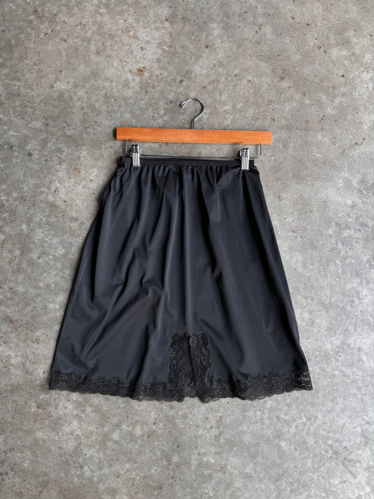 Vintage Lace Trim Silk Slip Skirt - L