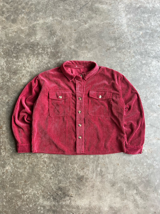 Vintage Red Corduroy Button Up - L