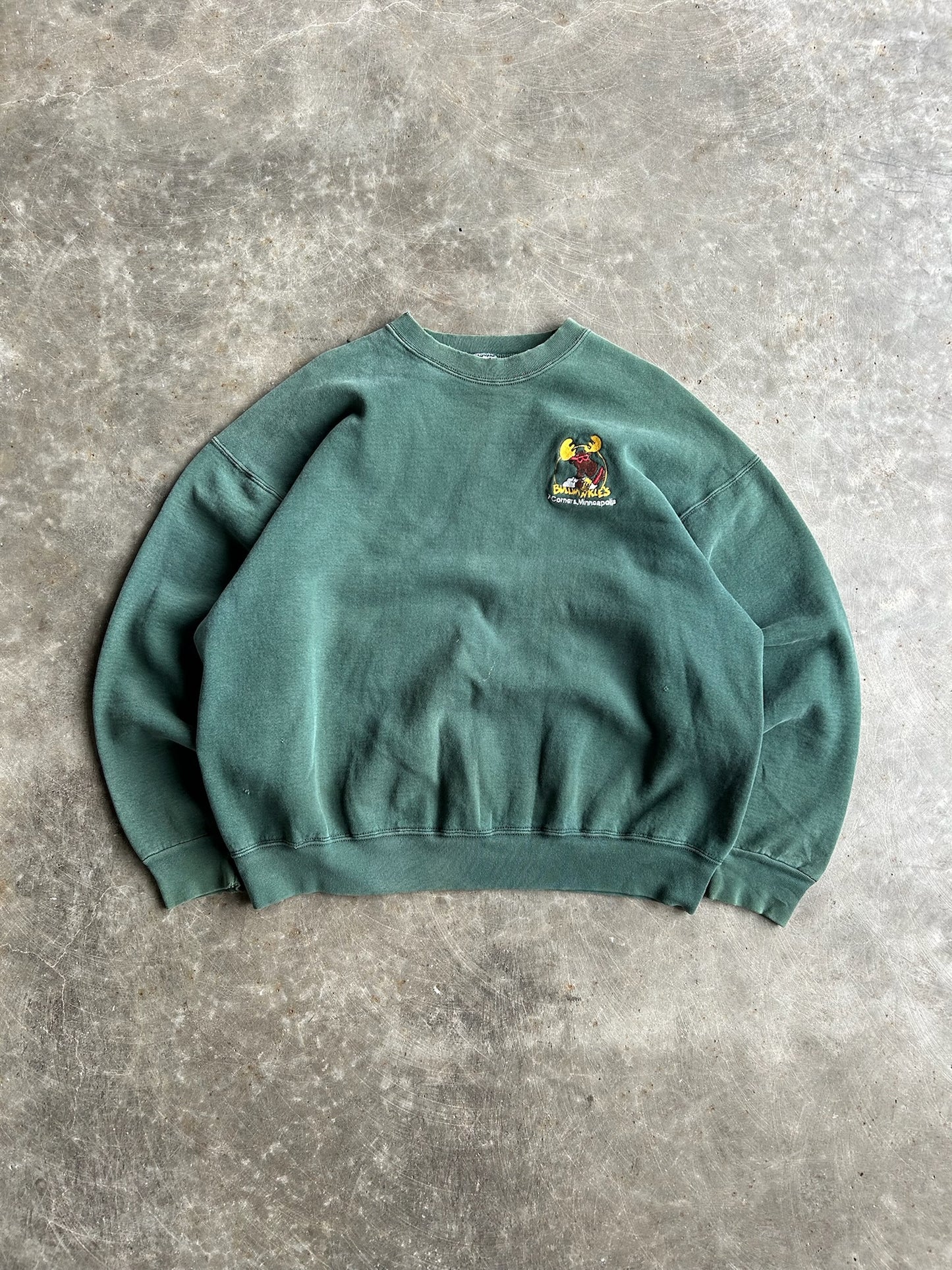 Vintage Dark Green Bullwinkles Crew - XL