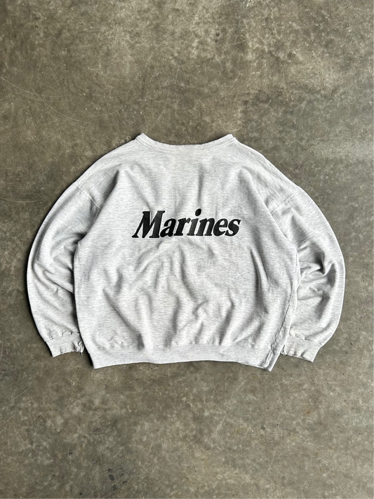 Vintage Grey Marines Crew - M