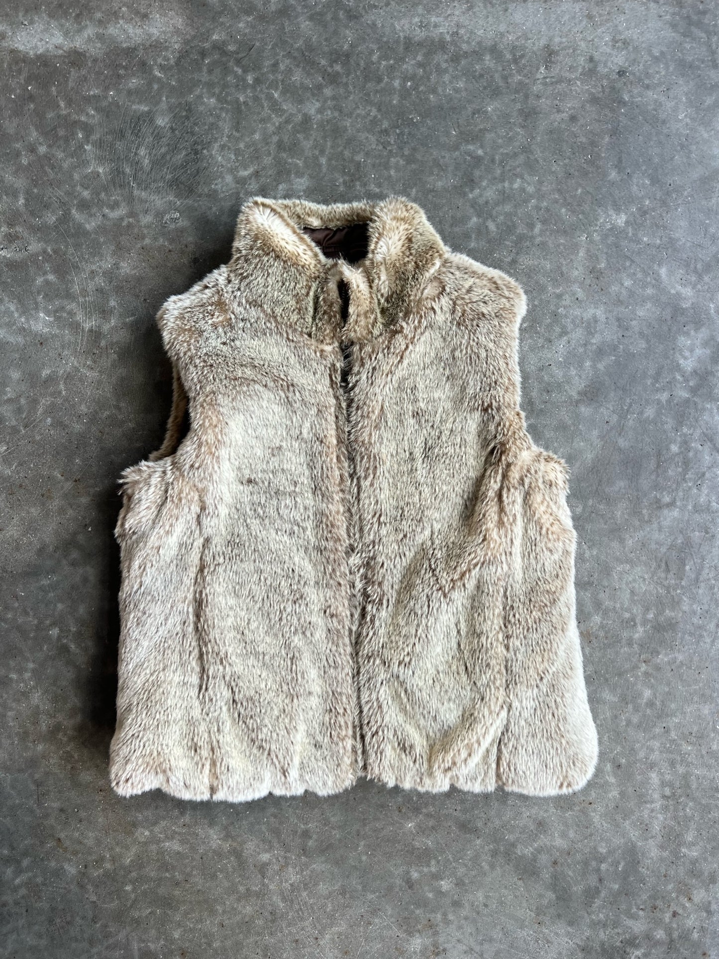 Vintage Faux Fur Zip Up Puffer Vest - S