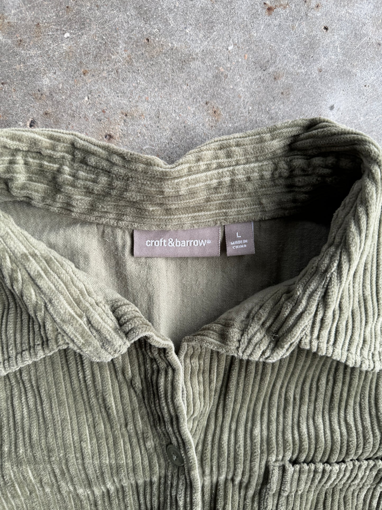 Vintage Croft & Barrow Green Corduroy Button Up - L