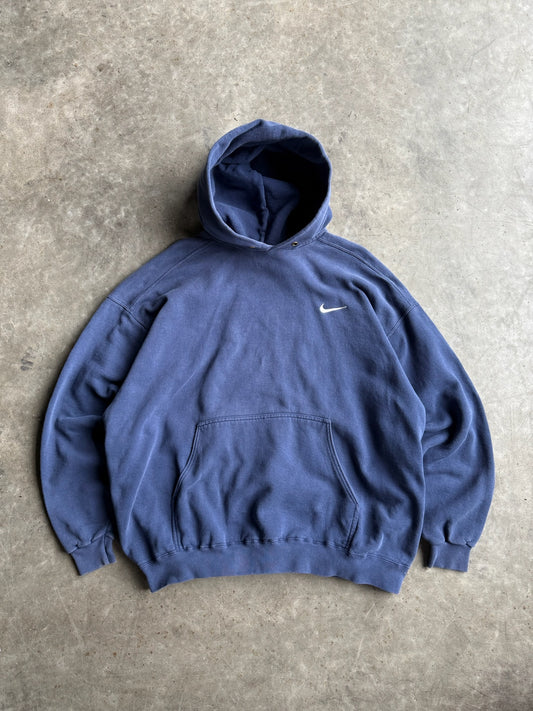 Vintage Navy Nike Mini Swoosh Hoodie - XL