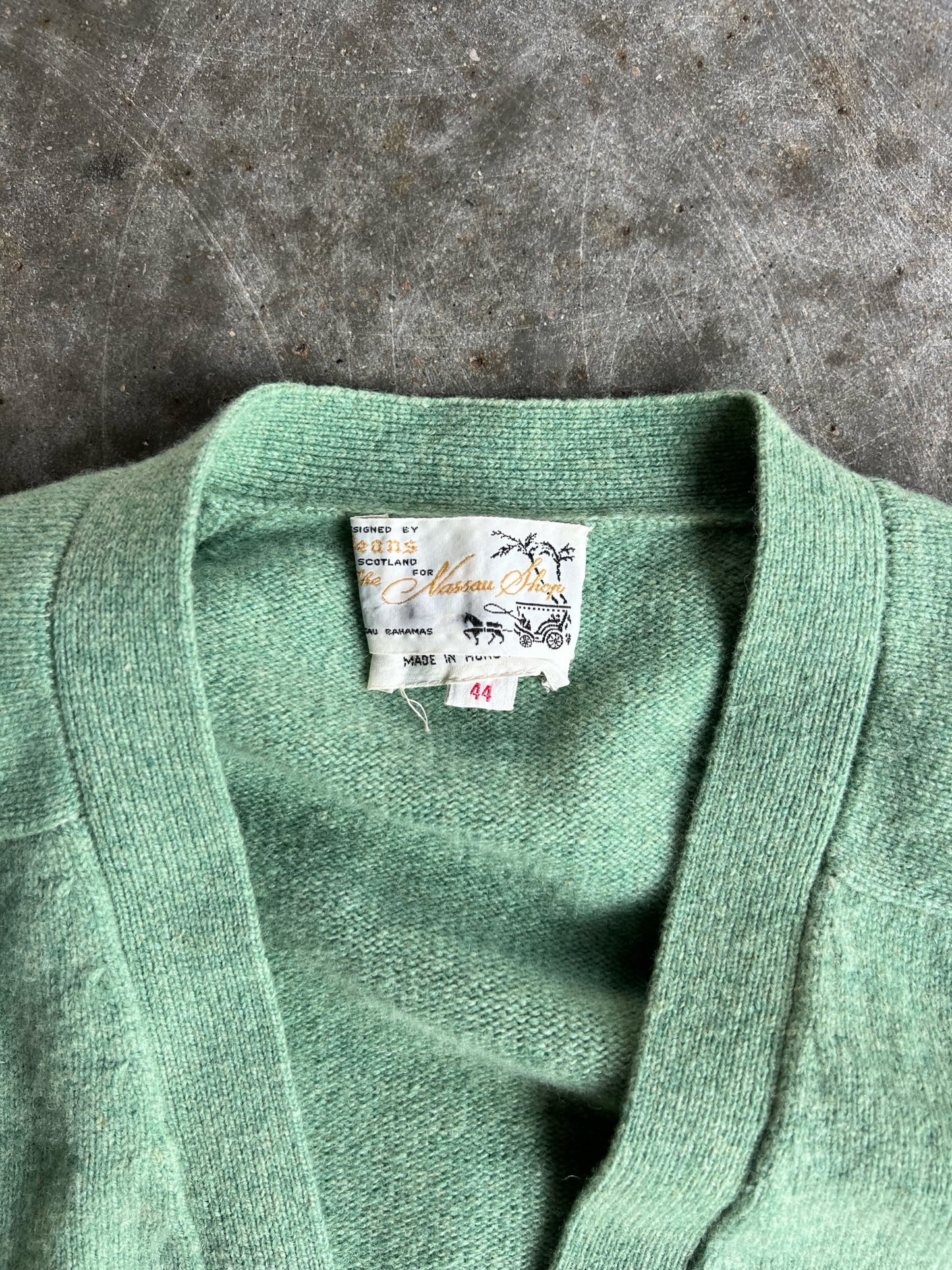 Vintage Lime Green Wool Cardigan - L