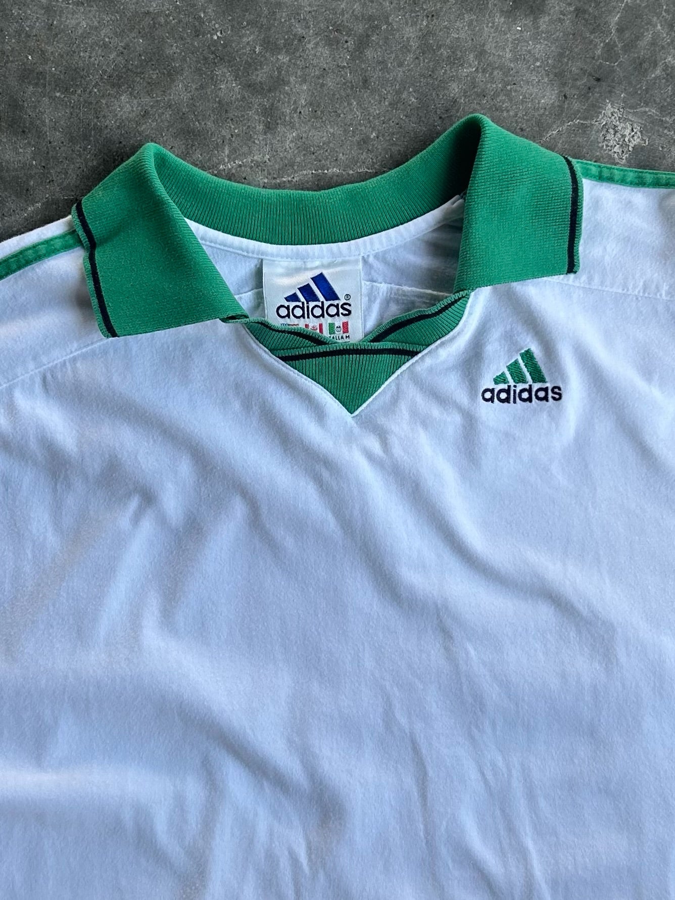 Vintage White Adidas Polo Tee - L