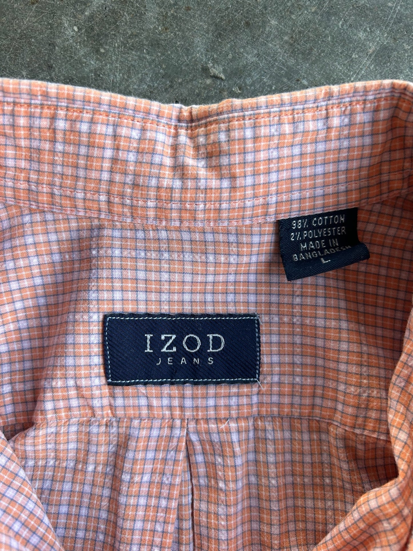 IZOD Pink and Orange Plaid Cropped Button-Up - L