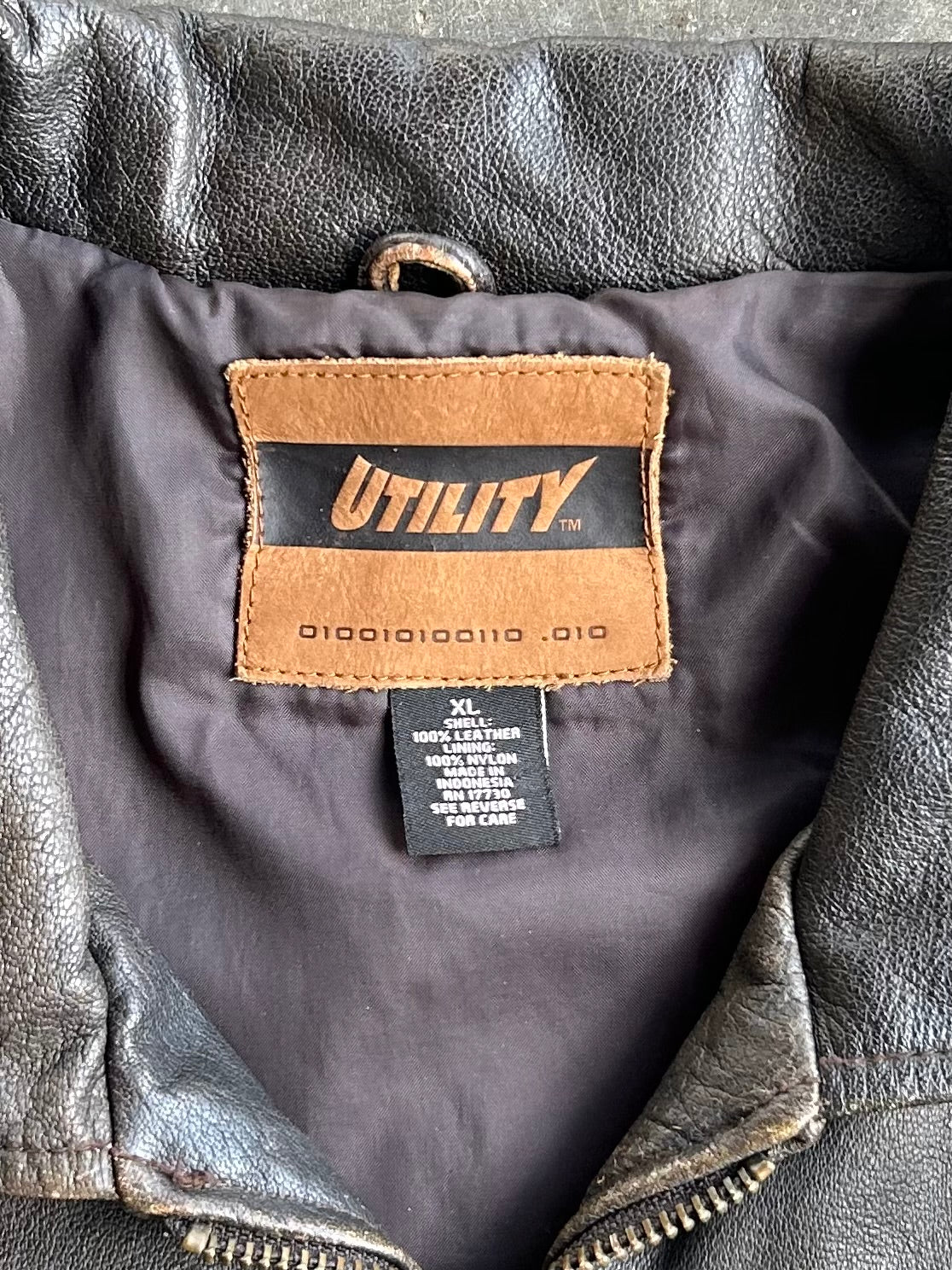 Vintage Utility Leather Jacket - XL