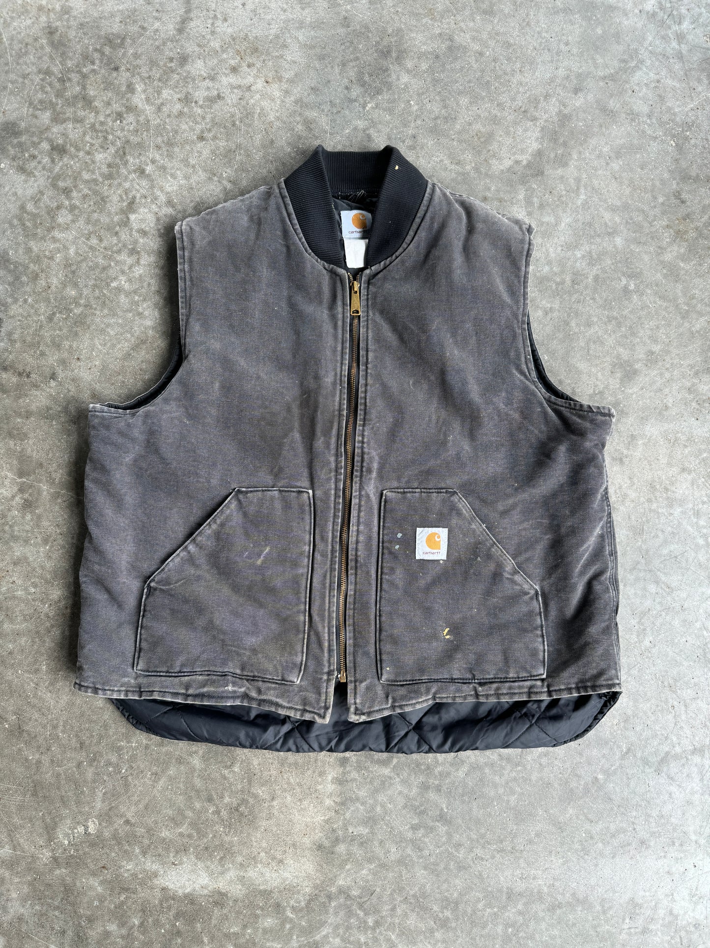 Vintage Black Carhartt Zip Up Vest - XL