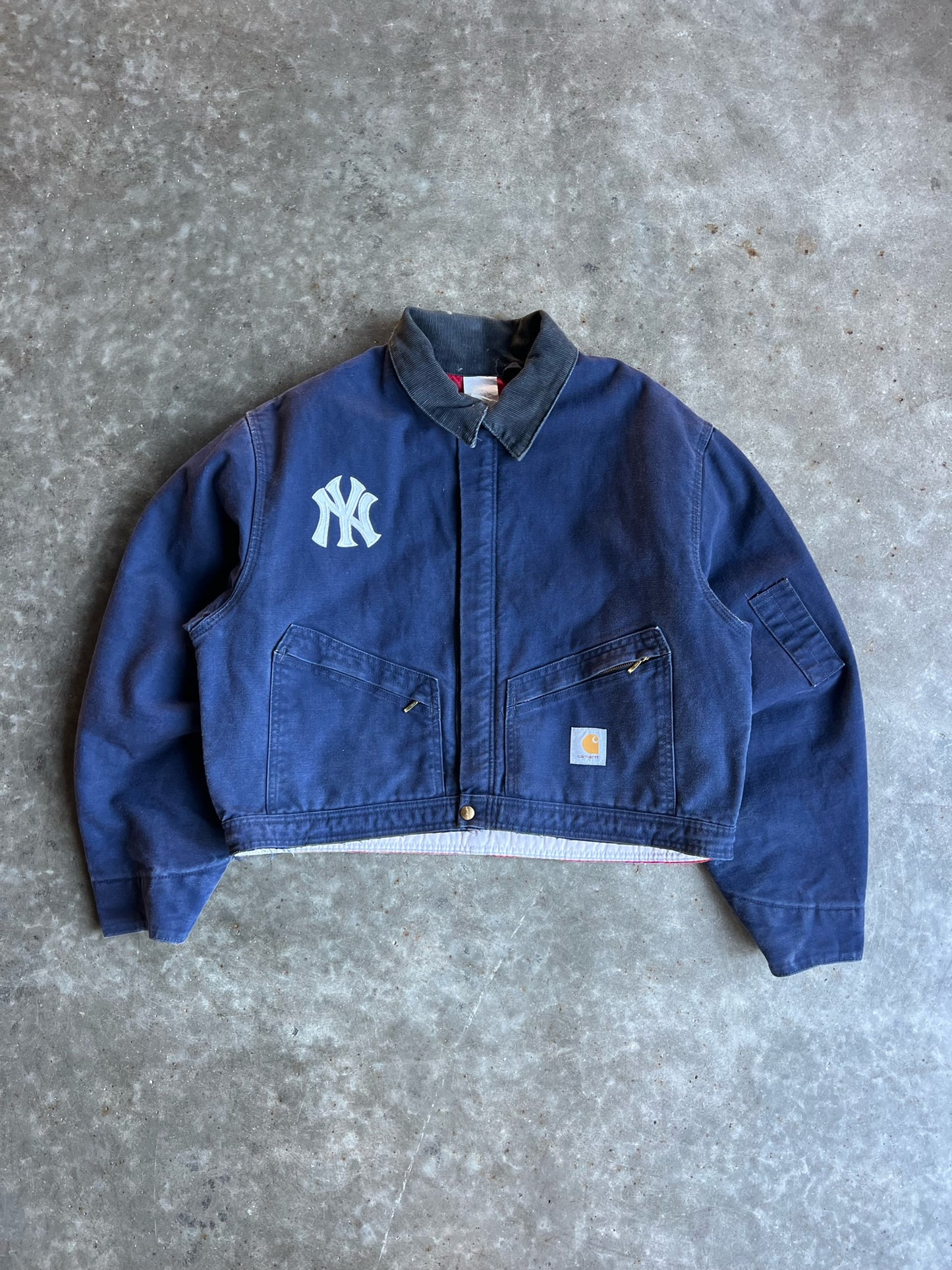 Vintage Yankees Navy Cropped Carhartt Jacket - L