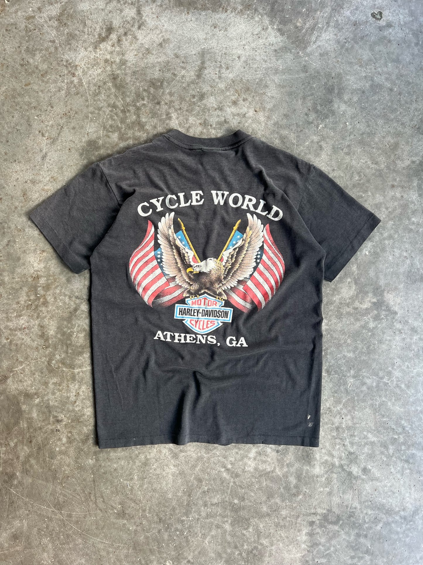 Vintage Dark Grey Harley Davidson Cycle World Shirt - M