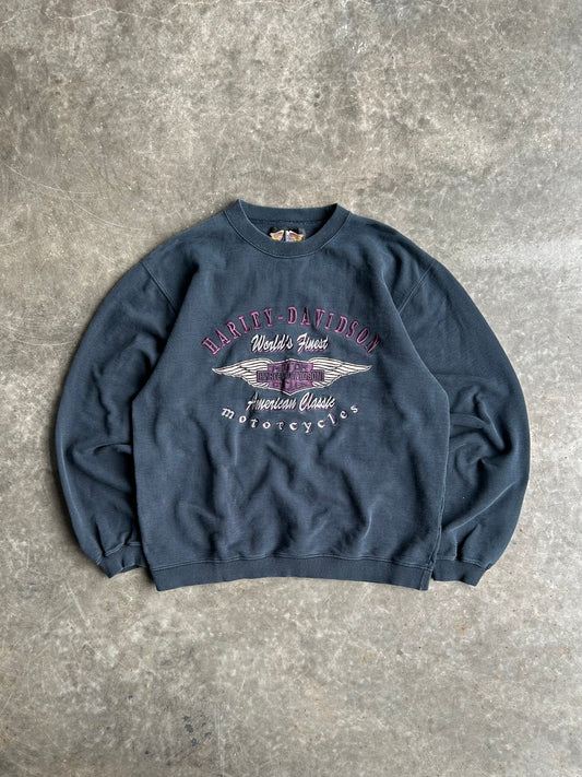 Vintage Embroidered Harley Davidson Crew - L