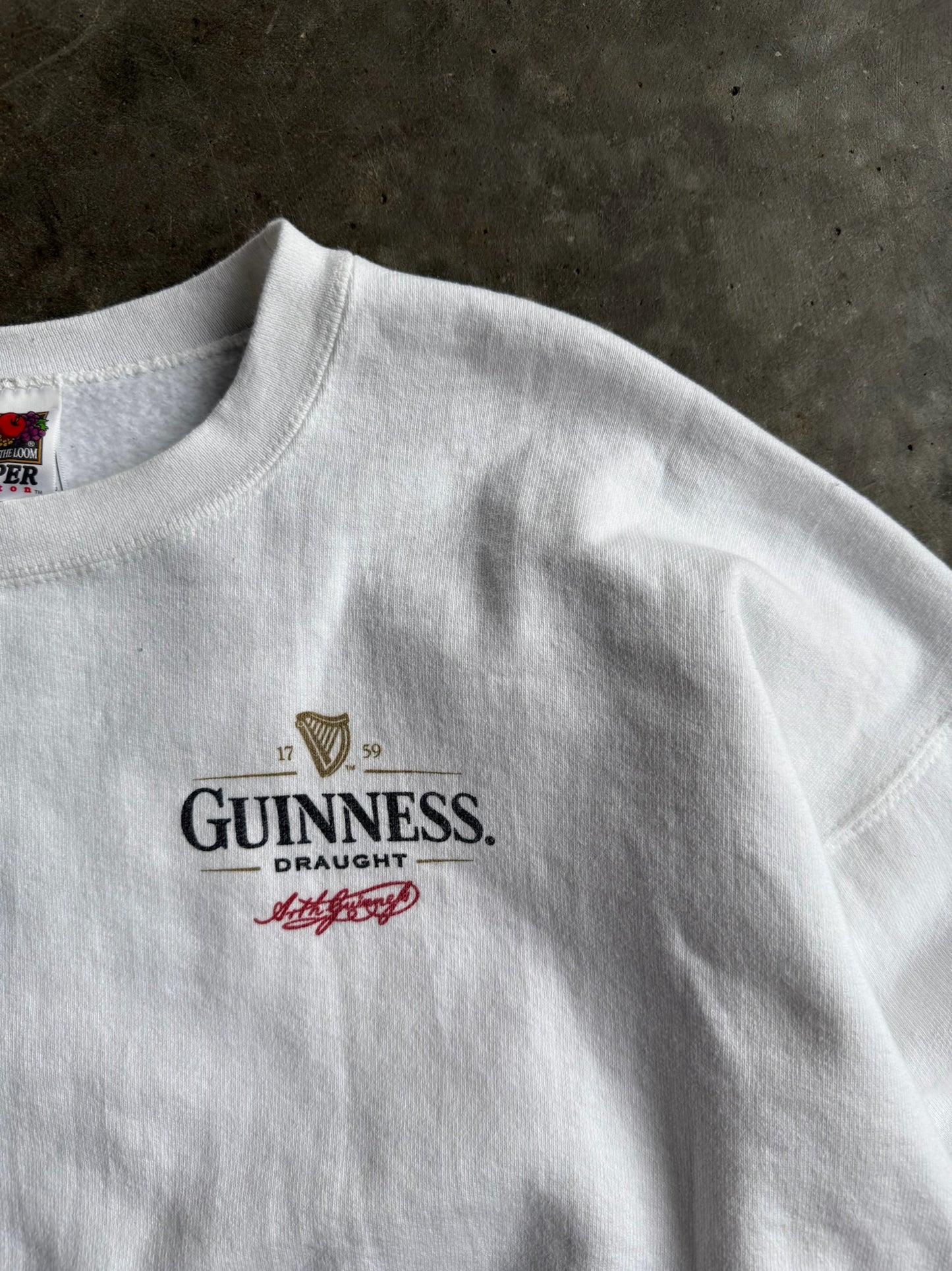 Vintage White Guinness Draught Crew - XXL